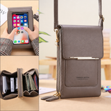 Gray Touch Screen Phone Wallet Crossbody Bag for Women Vertical PU Leather Purse with Card Holder Zipper Pocket Adjustable Strap for Travel Shopping Everyday Use In Australia - Darrahopens