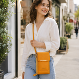 Yellow Touch Screen Phone Wallet Crossbody Bag for Women Vertical PU Leather Purse with Card Holder Zipper Pocket Adjustable Strap for Travel Shopping Everyday Use In Australia - Darrahopens