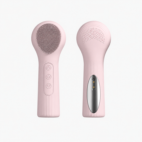 Pink Heated Silicone Facial Cleansing Brush - Dual Sided, Rechargeable, 3 Vibration Levels, Magnetic Charging for Daily Skincare, Bathroom and Travel In Australia - Darrahopens