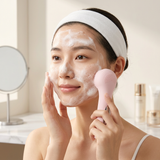 Pink Heated Silicone Facial Cleansing Brush - Dual Sided, Rechargeable, 3 Vibration Levels, Magnetic Charging for Daily Skincare, Bathroom and Travel In Australia - Darrahopens