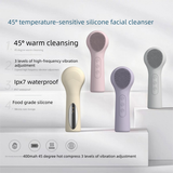 Purple Heated Silicone Facial Cleansing Brush - Dual Sided, Rechargeable, 3 Vibration Levels, Magnetic Charging for Daily Skincare, Bathroom and Travel
