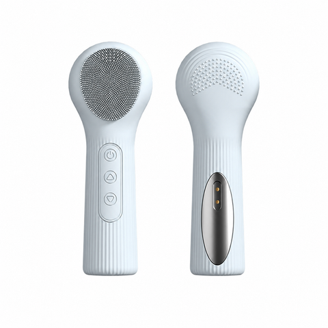 Blue Heated Silicone Facial Cleansing Brush - Dual Sided, Rechargeable, 3 Vibration Levels, Magnetic Charging for Daily Skincare, Bathroom and Travel In Australia - Darrahopens