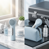 Blue Heated Silicone Facial Cleansing Brush - Dual Sided, Rechargeable, 3 Vibration Levels, Magnetic Charging for Daily Skincare, Bathroom and Travel In Australia - Darrahopens