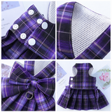 Dark Purple Plaid Pet Harness Dress with Leash for Small Dogs and Cats L Size Bow Design Vest Outfit Walking Accessory In Australia - Darrahopens