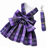 Dark Purple Plaid Pet Harness Dress with Leash for Small Dogs and Cats XXL Size Bow Design Vest Outfit Walking Accessory In Australia - Darrahopens