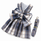 Navy Blue Plaid Pet Harness Dress with Leash for Small Dogs and Cats L Size Bow Design Vest Outfit Walking Accessory In Australia - Darrahopens