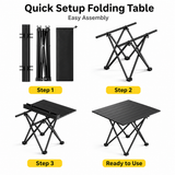 Black Portable Folding Table - 41 x 35 cm Carbon Steel Compact Carry Design, Quick Setup and Space Saving Storage for Market Stalls, Camping and Outdoor Use In Australia - Darrahopens