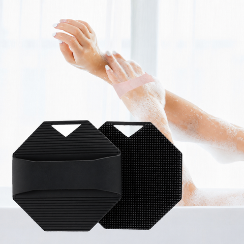 2 Pack Silicone Body Scrubber Shower Brush Black Octagon Bath Brush Exfoliating Back Scrubber with Handle for Men Women Home Bathroom Body Cleaning In Australia - Darrahopens