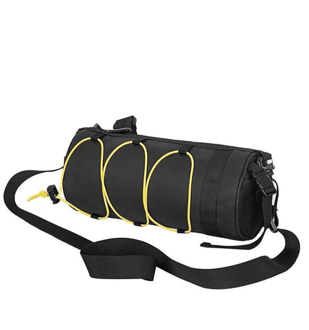 Black Bicycle Handlebar Bag with Fluorescent Yellow Elastic Cord Waterproof Front Frame Storage Bag Large Capacity Cycling Pouch for Mountain Road Bike Outdoor Riding Accessories In Australia - Darrahopens