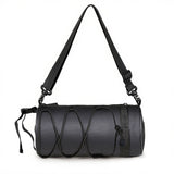 Black Bicycle Handlebar Bag with Black Elastic Cord Waterproof Front Frame Storage Bag Large Capacity Cycling Pouch for Mountain Road Bike Outdoor Riding Accessories