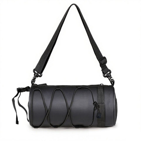 Black Bicycle Handlebar Bag with Black Elastic Cord Waterproof Front Frame Storage Bag Large Capacity Cycling Pouch for Mountain Road Bike Outdoor Riding Accessories