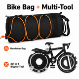 Black Handlebar Bag with Orange Elastic Cord and 20-in-1 Bicycle Multi Tool Card Combo Set for Cycling, Commuting and Outdoor Riding In Australia - Darrahopens