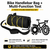 Black Handlebar Bag with Yellow Elastic Cord and 20-in-1 Bicycle Multi Tool Card Combo Set for Cycling, Commuting and Outdoor Riding In Australia - Darrahopens