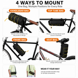 Black Handlebar Bag with Yellow Elastic Cord and 20-in-1 Bicycle Multi Tool Card Combo Set for Cycling, Commuting and Outdoor Riding In Australia - Darrahopens