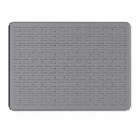 Grey Silicone Countertop Protector and Dish Drying Mat - Dishwasher Safe (71x50cm)