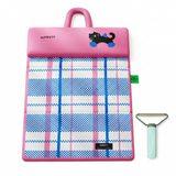 Blue Foldable Pet Cooling Mat (L) and Green Pet Hair Cleaner Set - Double-Sided Dog Bed Pad with Fabric Hair Removal Tool In Australia - Darrahopens