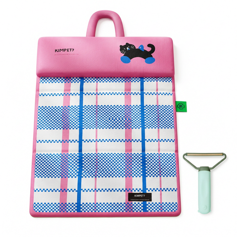 Blue Foldable Pet Cooling Mat (L) and Green Pet Hair Cleaner Set - Double-Sided Dog Bed Pad with Fabric Hair Removal Tool In Australia - Darrahopens