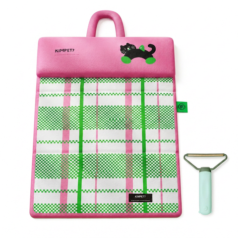 Green Foldable Pet Cooling Mat (XL) and Green Pet Hair Cleaner Set - Double-Sided Dog Bed Pad with Fabric Hair Removal Tool In Australia - Darrahopens