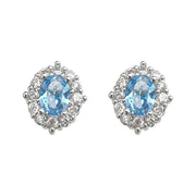 Blue Zircon Silver Plated Stud Earrings for Women - Elegant Minimalist Aquamarine Crystal Earrings for Everyday Wear In Australia - Darrahopens