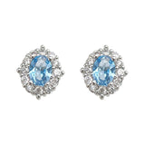 Blue Zircon Silver Plated Stud Earrings for Women - Elegant Minimalist Aquamarine Crystal Earrings for Everyday Wear In Australia - Darrahopens