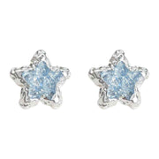Blue Crystal Star Stud Earrings for Women - Silver Plated Star Shape Earrings with Elegant Minimalist Design In Australia - Darrahopens