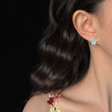 Blue Crystal Star Stud Earrings for Women - Silver Plated Star Shape Earrings with Elegant Minimalist Design
