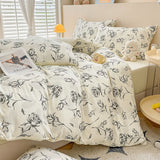 Rose Print Bedding Set - 3 Piece Set - Quilt Cover 200 x 229 cm with 2 Pillowcases 51 x 66 cm - White and Black Floral In Australia - Darrahopens