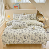 Rose Print Bedding Set - 3 Piece Set - Quilt Cover 229 x 229 cm with 2 Pillowcases 51 x 66 cm - White and Black Floral In Australia - Darrahopens