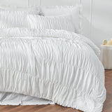 Textured Bohemian Ruffled Quilt Cover Set, Soft Crinkle Bedding Set with 1 Duvet Cover and 1 Pillowcases (Single) In Australia - Darrahopens