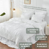 Wrinkle Textured Bedding Set - 3 Piece Quilt Cover and Pillowcase Set - White Bohemian Style（King） In Australia - Darrahopens