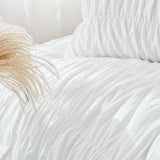 Wrinkle Textured Bedding Set - 3 Piece Quilt Cover and Pillowcase Set - White Bohemian Style（King） In Australia - Darrahopens