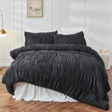Textured Bohemian Ruffled Quilt Cover Set, Soft Crinkle Bedding Set with 1 Duvet Cover and 1 Pillowcases (Single) In Australia - Darrahopens