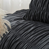 Wrinkle Textured Bedding Set - 3 Piece Quilt Cover and Pillowcase Set - Black Bohemian Style（Queen） In Australia - Darrahopens