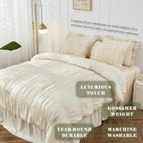 Textured Bohemian Ruffled Quilt Cover Set, Soft Crinkle Bedding Set with 1 Duvet Cover and 1 Pillowcases (Single) In Australia - Darrahopens