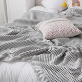 Cotton Waffle Blanket - Grey Textured Throw 150x200cm for Sofa, Office and Travel Use In Australia - Darrahopens