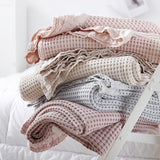 Cotton Waffle Blanket - Grey Textured Throw 150x200cm for Sofa, Office and Travel Use In Australia - Darrahopens