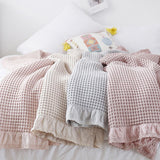 Cotton Waffle Blanket - Grey Textured Throw 150x200cm for Sofa, Office and Travel Use In Australia - Darrahopens
