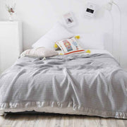 Cotton Waffle Blanket - Grey Textured Throw 200x230cm for Sofa, Office and Travel Use In Australia - Darrahopens