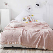 Cotton Waffle Blanket - Pink Textured Throw 200x230cm for Sofa, Office and Travel Use In Australia - Darrahopens