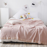 Cotton Waffle Blanket - Pink Textured Throw 200x230cm for Sofa, Office and Travel Use