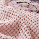 Cotton Waffle Blanket - Pink Textured Throw 200x230cm for Sofa, Office and Travel Use