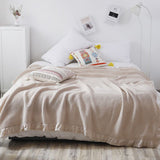 Cotton Waffle Blanket - Beige Textured Throw 110x160cm for Sofa, Office and Travel Use In Australia - Darrahopens