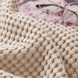 Cotton Waffle Blanket - Beige Textured Throw 110x160cm for Sofa, Office and Travel Use In Australia - Darrahopens