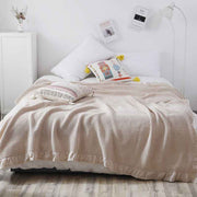 Cotton Waffle Blanket - Beige Textured Throw 200x230cm for Sofa, Office and Travel Use In Australia - Darrahopens