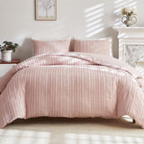 Pink Tufted Stripe Bedding Set - Single 2 Piece Quilt Cover and Pillowcase Set-(Single) In Australia - Darrahopens