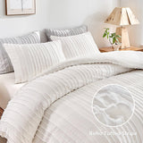 White Tufted Stripe Bedding Set - 3 Piece Quilt Cover and Pillowcase Set -(King) In Australia - Darrahopens