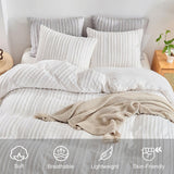 White Tufted Stripe Bedding Set - 3 Piece Quilt Cover and Pillowcase Set -(King) In Australia - Darrahopens