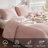 Pink Tufted Stripe Bedding Set - 3 Piece Quilt Cover and Pillowcase Set -(King) In Australia - Darrahopens