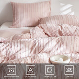 Pink Tufted Stripe Bedding Set - 3 Piece Quilt Cover and Pillowcase Set -(King) In Australia - Darrahopens