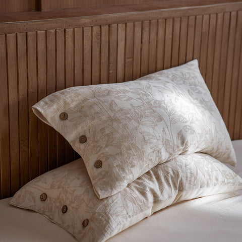 Linen Pillowcase Set (Style 1) -  Button Closure Pillow Covers 48x74cm for Home Bedding In Australia - Darrahopens